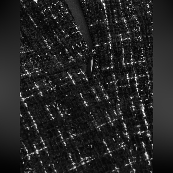 Tweed Round Neckline Solid Metallic Button Mini Dress - Picture 9 of 10